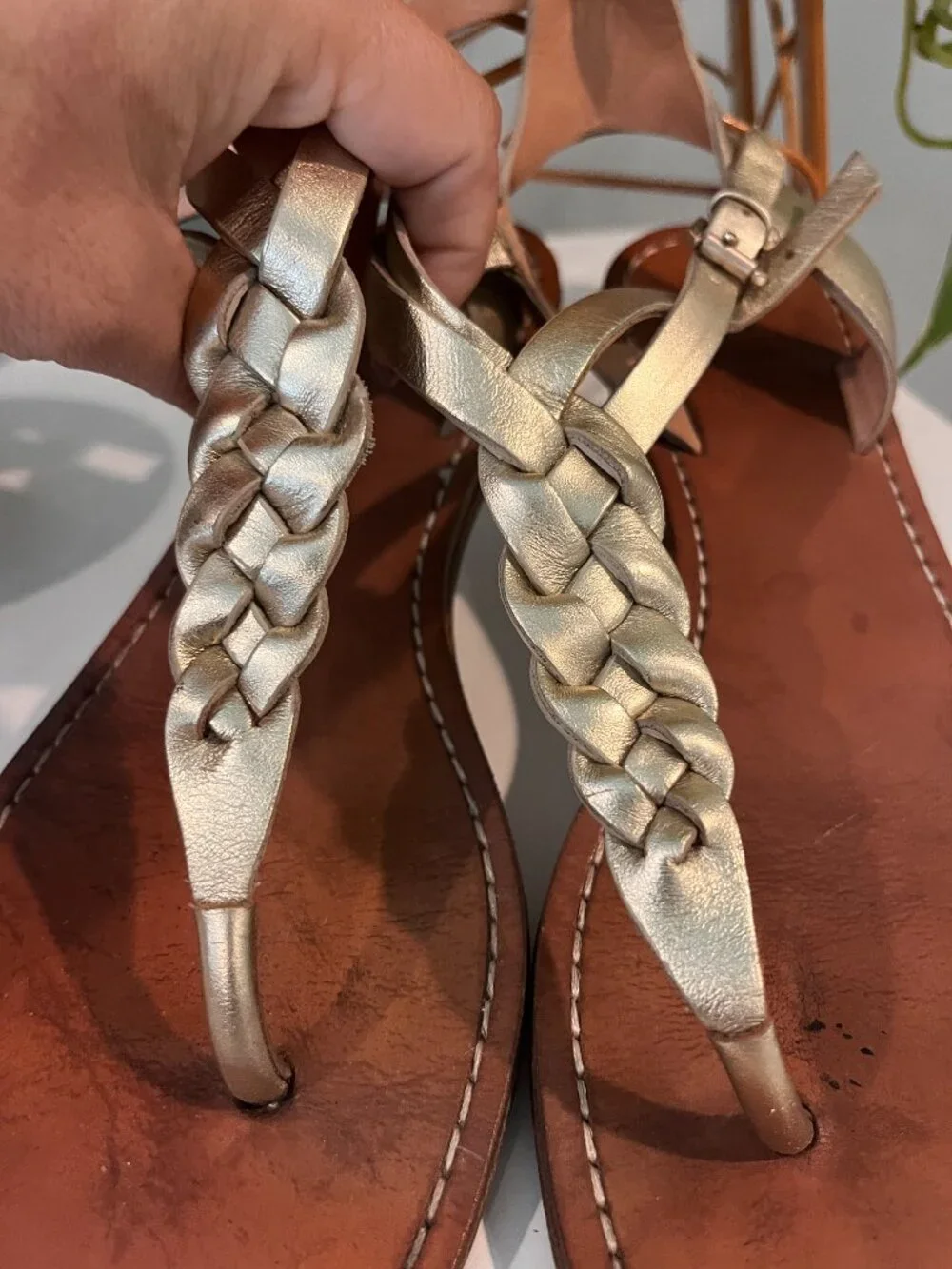 Belle by Sigerson Morrison Gold Thong Sandal - Size 7.5